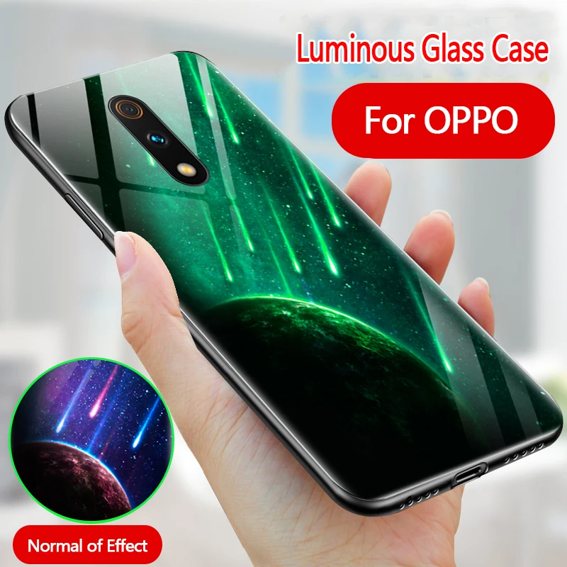 Светящийся стеклянный чехол для OPPO Reno 10x Zoom Z Realme X Lite 3 Pro задняя крышка A9 F11 F9 Футляр