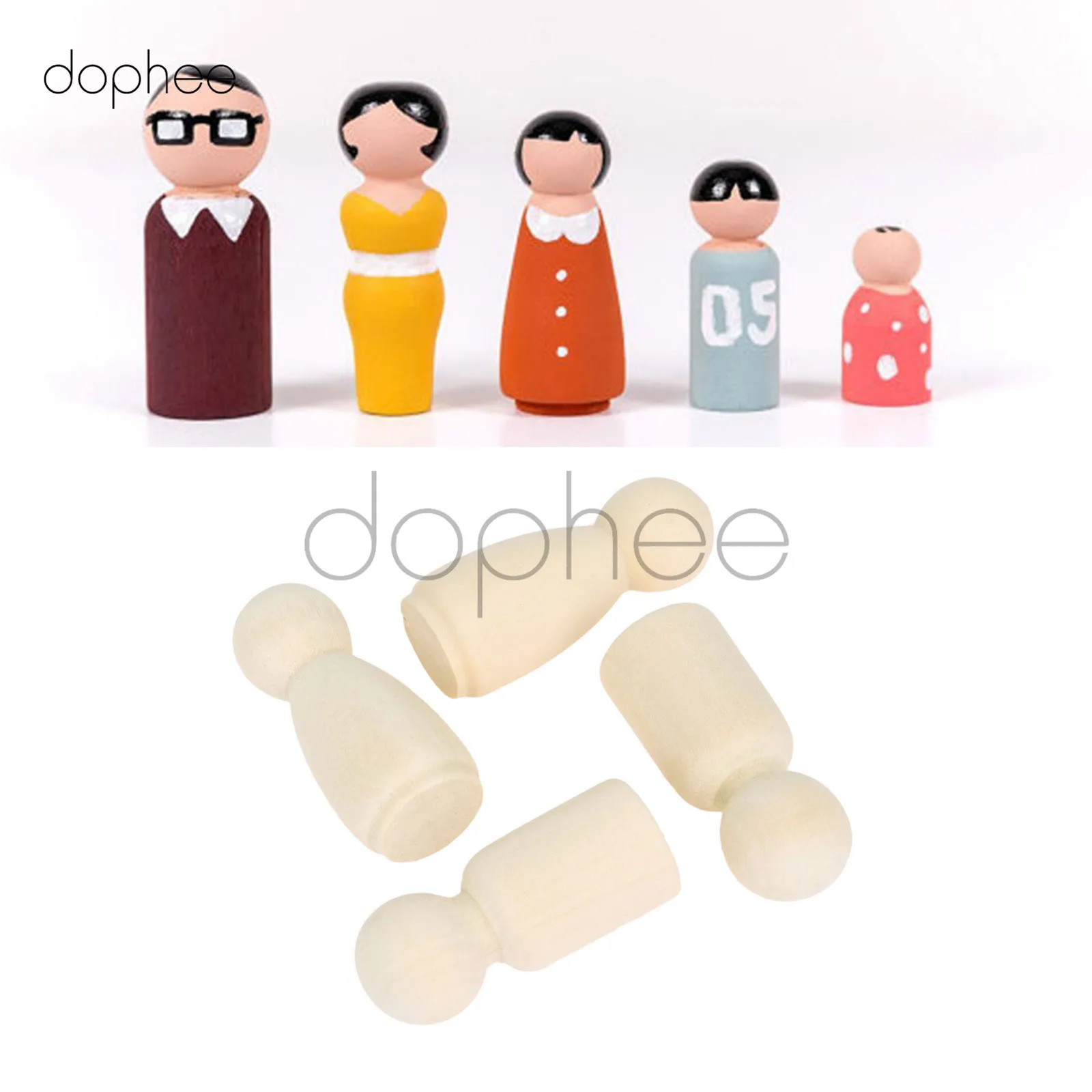 

dophee 20pcs 35mm Men or Women Wooden Peg Dolls Unpainted Figures Wedding Cake Family Hard Wood Dolls Kid's Printed DIY Toys