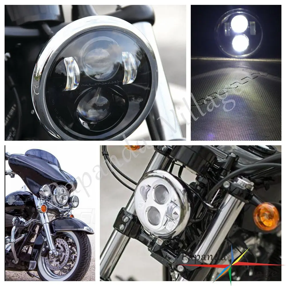 Светодиодная передняя фара для мотоцикла 5 3/4 дюйма Harley Sportster Dyna Softail FXST FXSTC| |