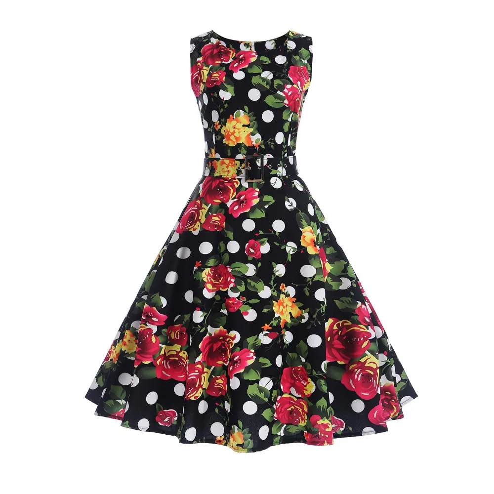 Женское винтажное платье с поясом без рукавов для офиса и вечеринки высокой