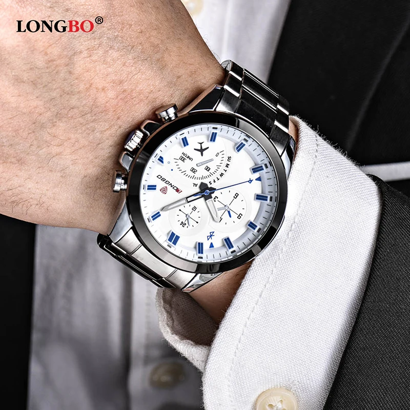 LONGBO военные армейские мужские часы Reloj из нержавеющей стали спортивные кварцевые