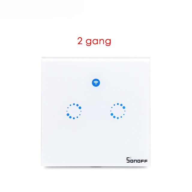 T1-UK-2 gang Sonoff T1 UK умный Wifi настенный сенсорный переключатель 1 2 3 банда стеклянная панель настенный светильник переключатель 433 RF Ewelink Поддержка приложения Alex Google Home - Комплект: T1-UK-2 gang