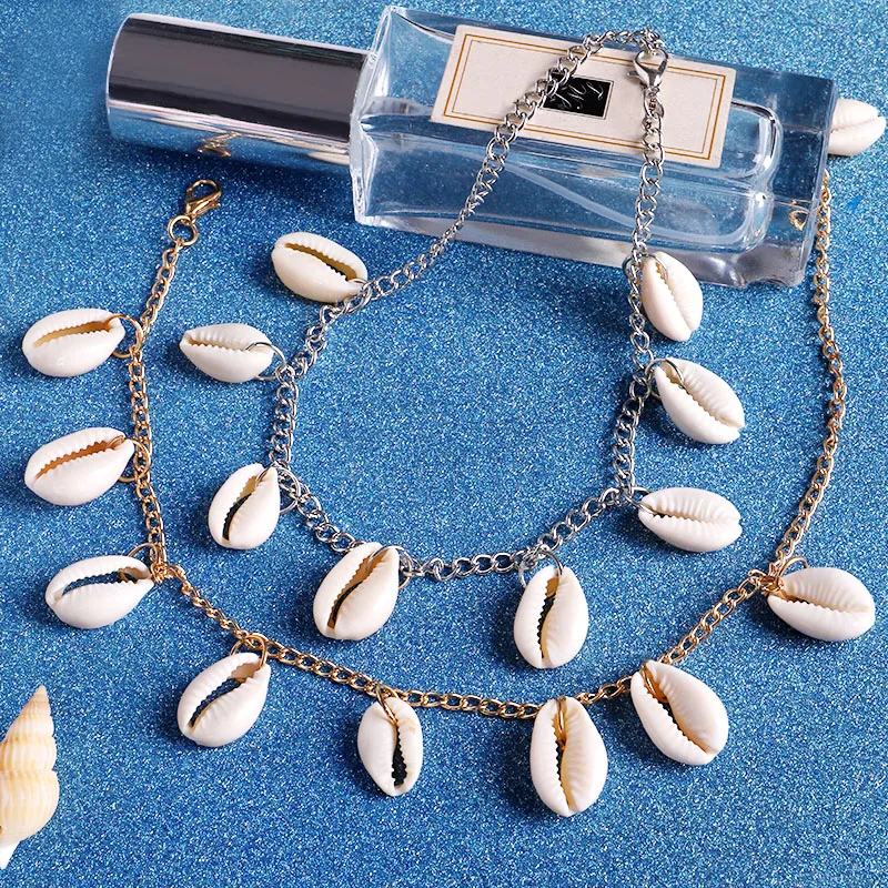 Женский браслет цепочка в богемном стиле из натуральной раковины простые