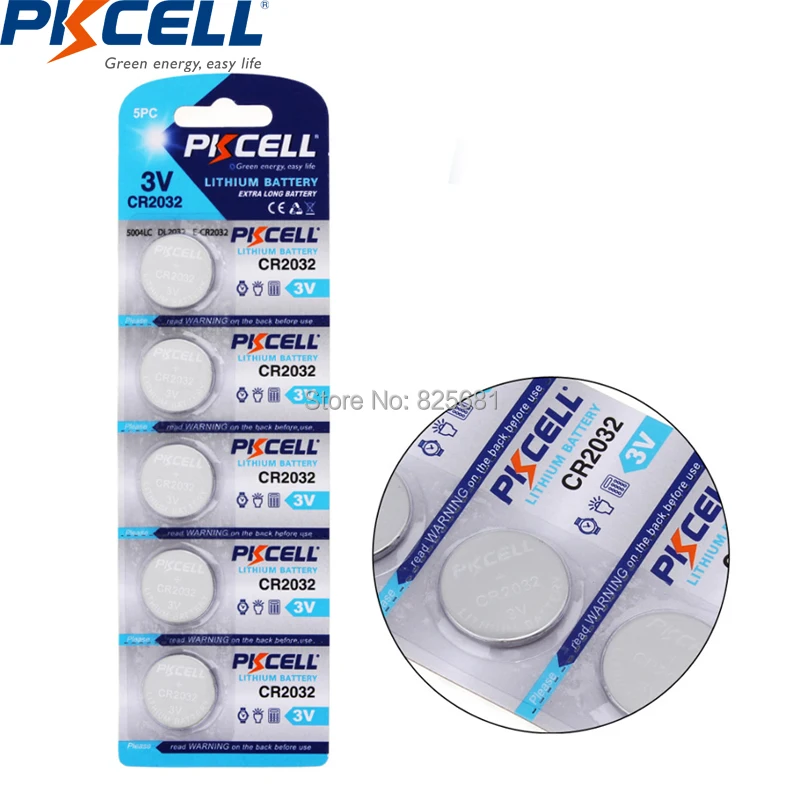 20 шт. 4 карты PKCELL 3V батарея CR2032 DL2032 CR 2032 KCR2032 5004LC ECR2032 литиевая кнопка батареи для