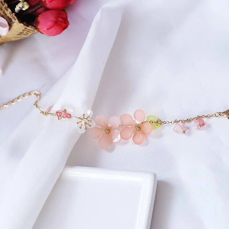 Sansummer, новинка, хит, модный, цветок, фиолетовый камень, романтичный, Feautiful, для девушек, браслет для женщин, вечерние ювелирные изделия из смолы, 5057