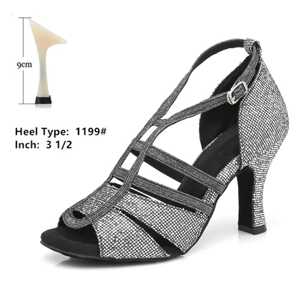 silver gray 9cm Для женщин Бальные Туфли для латинских танцев; Цвет серебристый, серый, черный Танго; бачаты кизомба; танцевальные туфли для женщин на высоком каблуке 6/7. 5/8. 5/10 см замшевая подошва - Цвет: silver gray 9cm