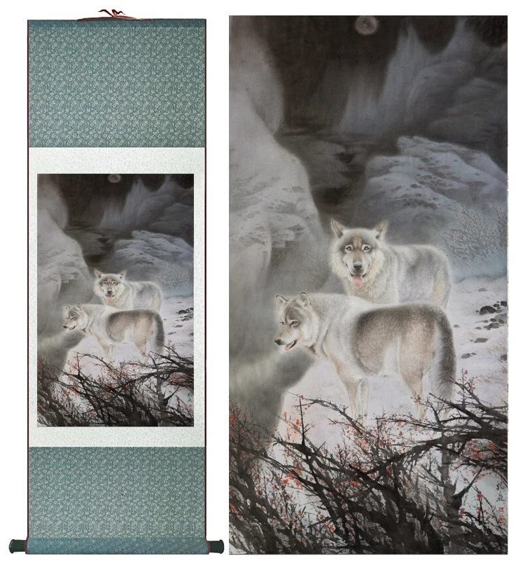 Картина волка традиционная китайская художественная живопись украшение для