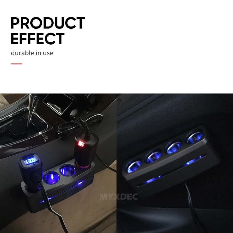 12 V-24 V розетка для автомобильного прикуривателя 4 СПОСОБ СПЛИТТЕР светодиодный Зарядное устройство Адаптер 120W обнаружения для телефона MP3 DVR аксессуары