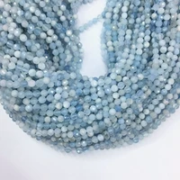 tiny aquamarine micro faceted beads 2mm 3mm 4mm natural aquamarine spacer beads small light blue beads blue tiny gem 15 5
