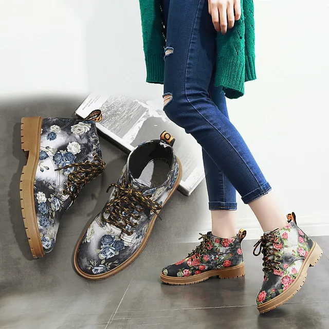 Aleafalling/классические женские ботинки на шнуровке с вышитыми цветами изящная