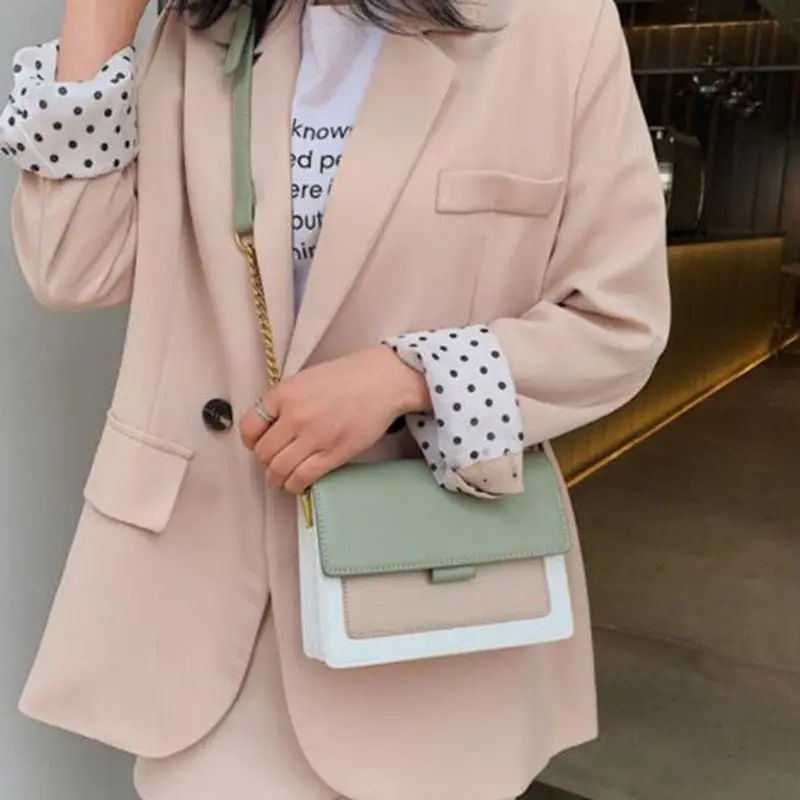 

Contrast color Leather Crossbody Bags For Women 2020 Travel Handbag Fashion Simple Shoulder Messenger Bag Ladies Cross Body Bag