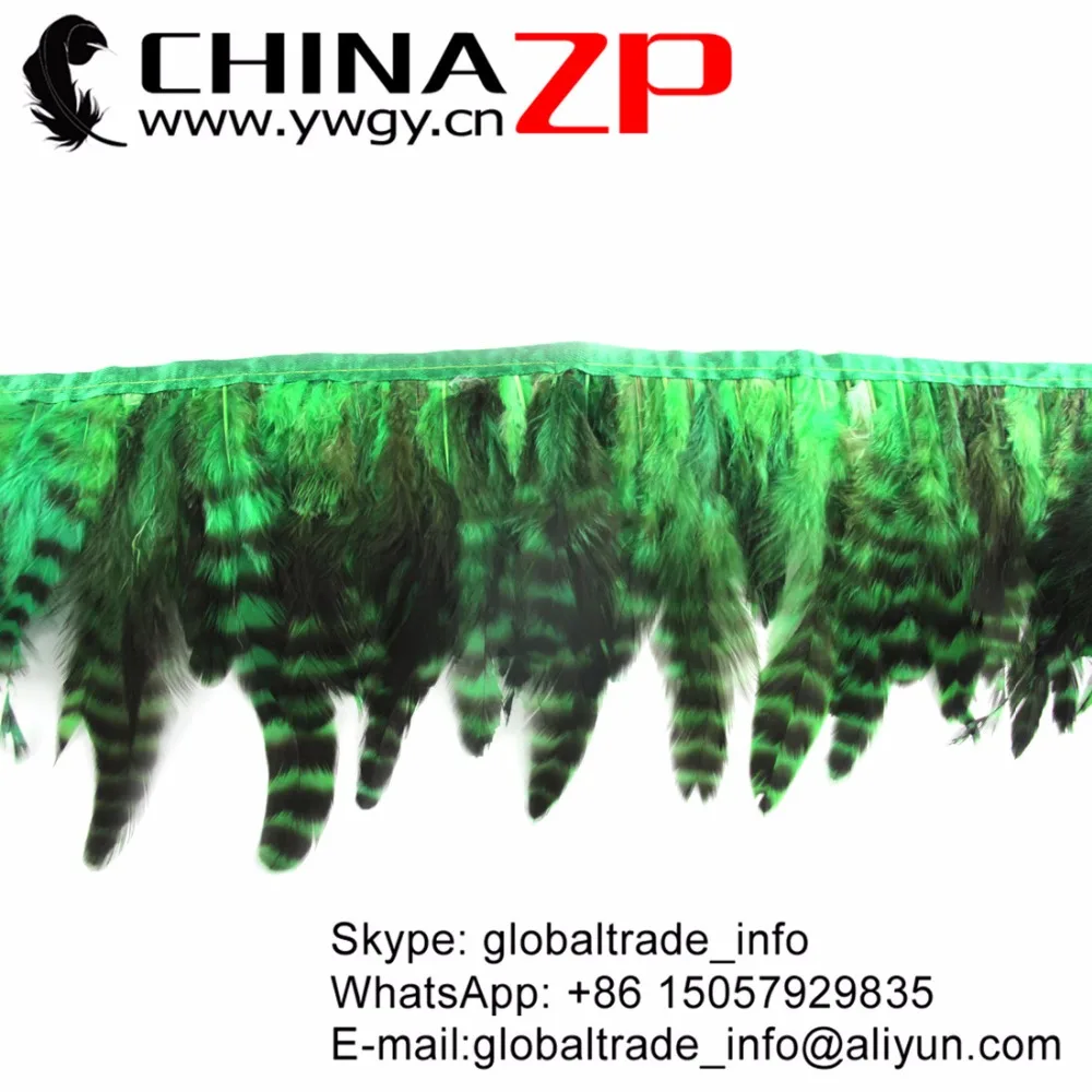 

CHINAZP Factory Selected Prime Quality Dyed Christmas Green Chinchilla Rooster Schlappen Feather Trim