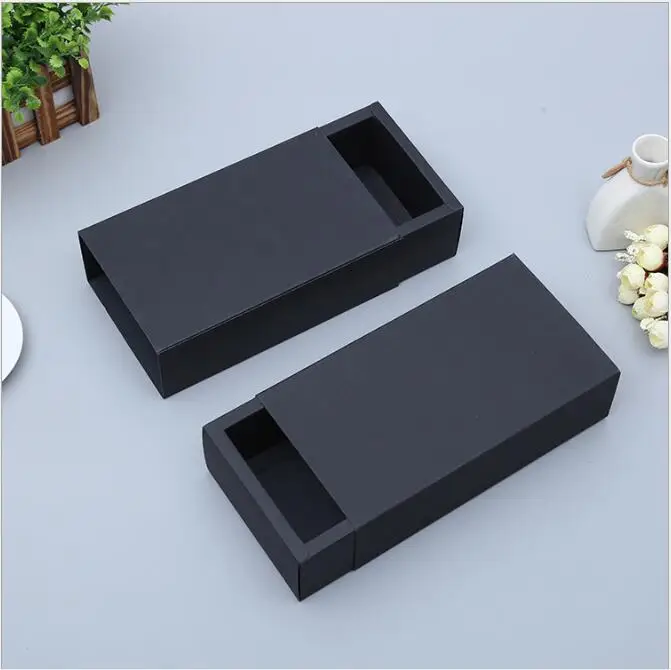 Изготовленный на заказ логотип 100 шт черный крафт бумажный ящик коробки пустой