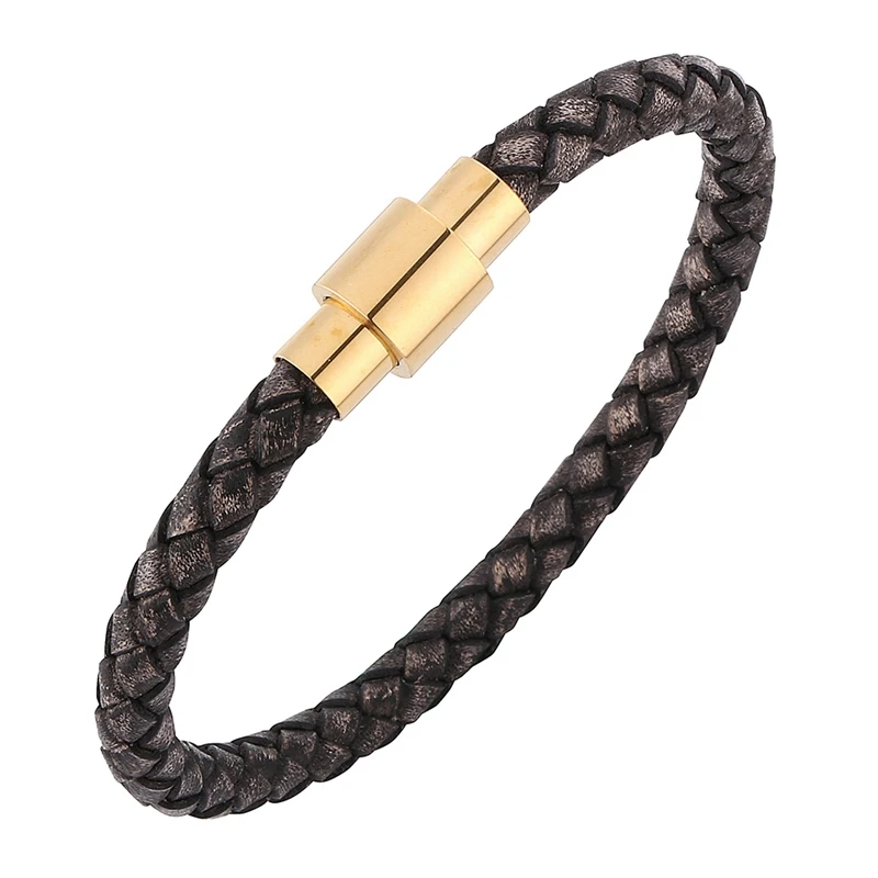 

Trendy Bracelet for Women Men Jewelry Antique Black Braided Leather Hand Bracelet Male Female Gift Magnetic Clasp Bangle SP0251H