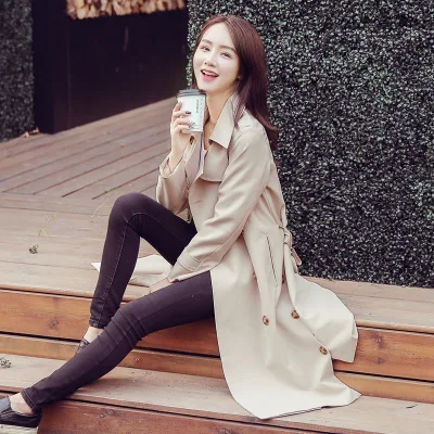 Ветровка женская новая модная Осенняя Весенняя Повседневная тренчкот Женская