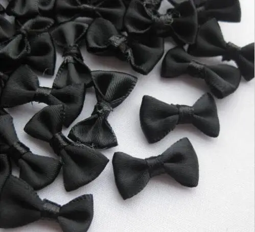 BLACK CNCRAFT 50 шт. ручной работы DIY небольшой полиэстер атласная лента галстук-бабочка Свадебный скрапбукинг украшения ремесла аксессуары украшения - Цвет: BLACK