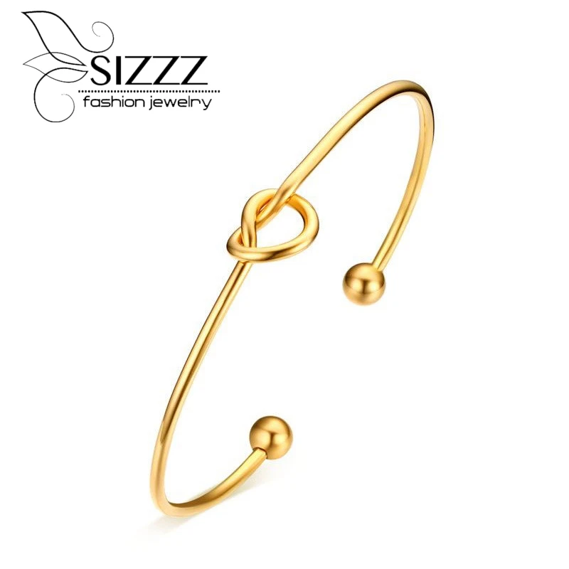 Женский Открытый браслет с узелком из нержавеющей стали диаметром 2 мм| |