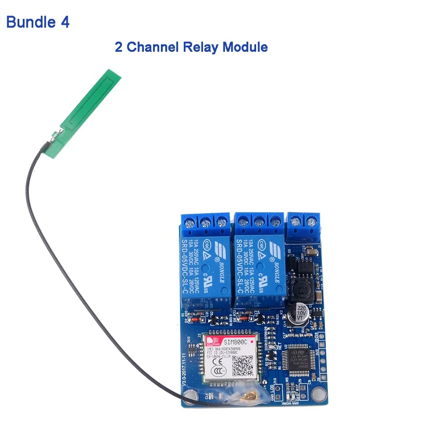 Bundle 4 1 канал/2 канала релейный модуль SMS GSM переключатель дистанционного управления SIM800C STM32F103CBT6/USB в RS232 ttl конвертер адаптер - Цвет: Bundle 4