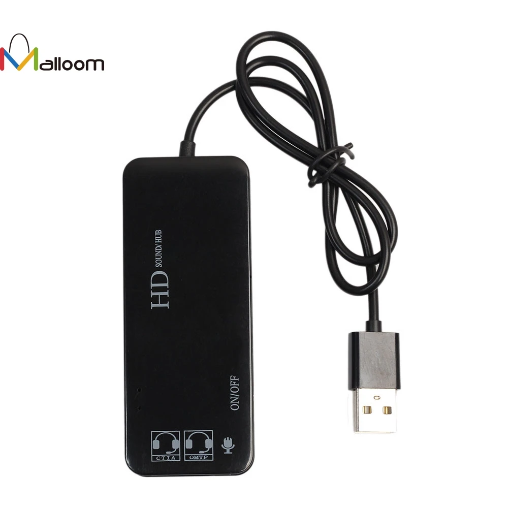 Malloom Новое поступление usb-хаб 3 порта стерео DJ внешняя звуковая карта гарнитура микрофон адаптер для ПК ноутбук USB 2,0 концентратор#20
