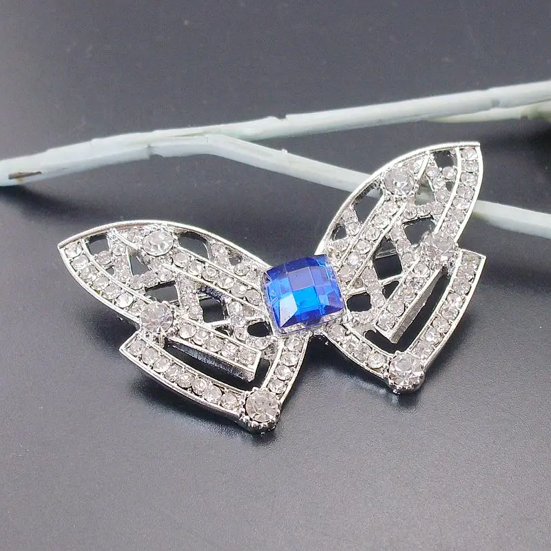 Женская Брошь бабочка в стиле Одри Хепберн синяя брошь с кристаллами стразы: