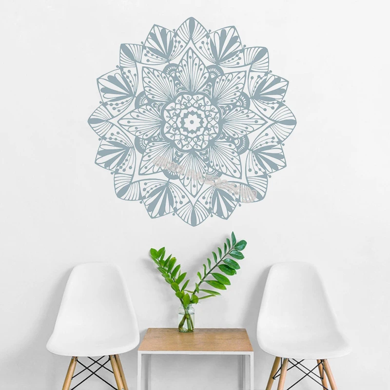 Мандала Лотос виниловые наклейки на стену в богемном стиле уникальный цветочный