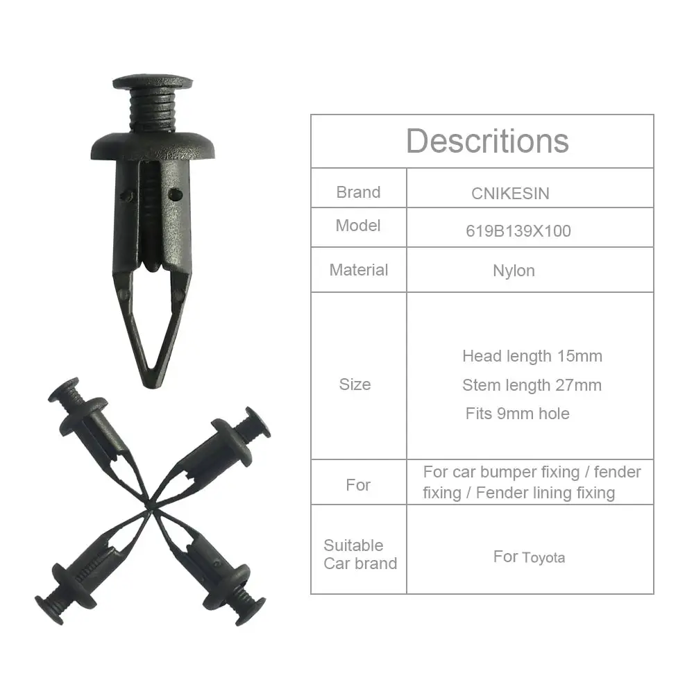 CNIKESIN 50 PCS B139 нейлон Фиксатор автомобильный 9 мм Заклепка внешнее покрытие щит