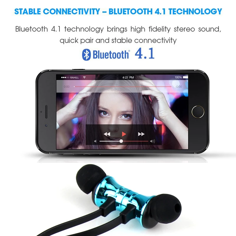 Металлические спортивные Bluetooth-наушники DAONO с защитой от пота магнитные наушники
