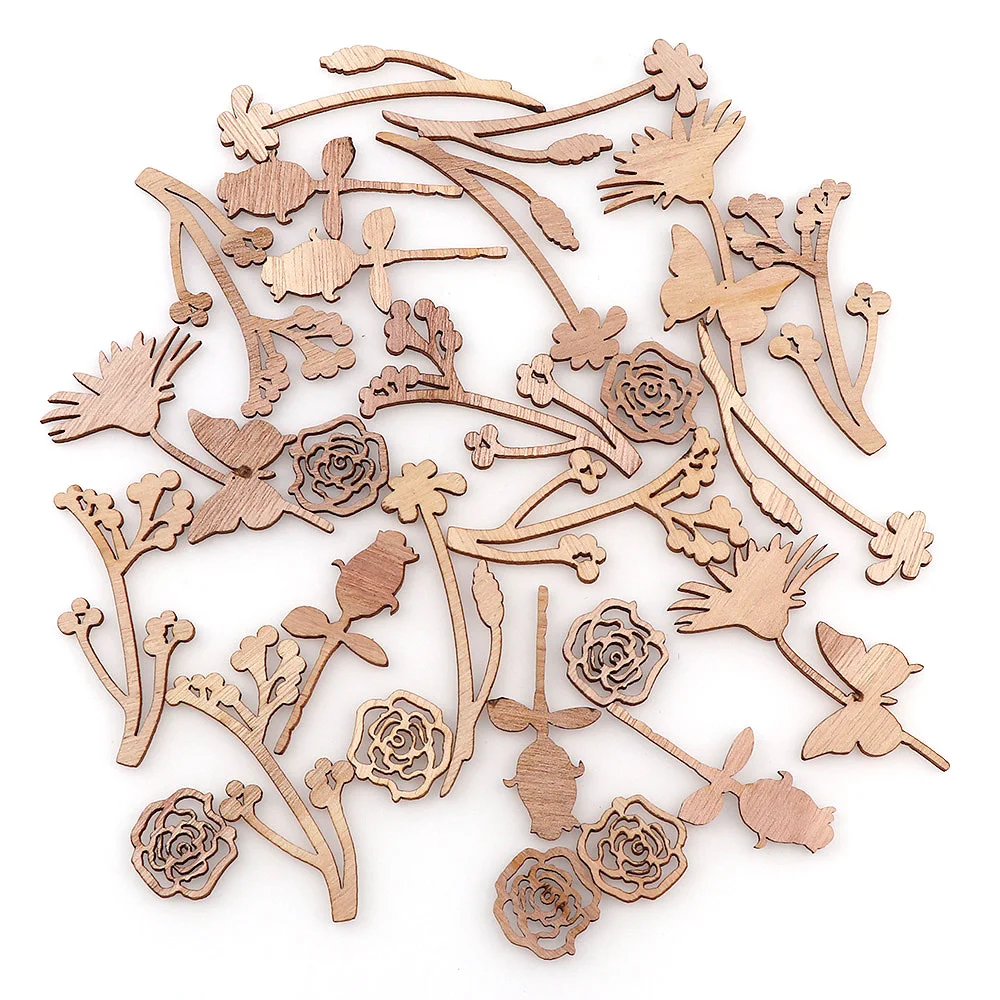 Смешанные стили красивые цветы роза сделай сам деревянные чипы декоративные