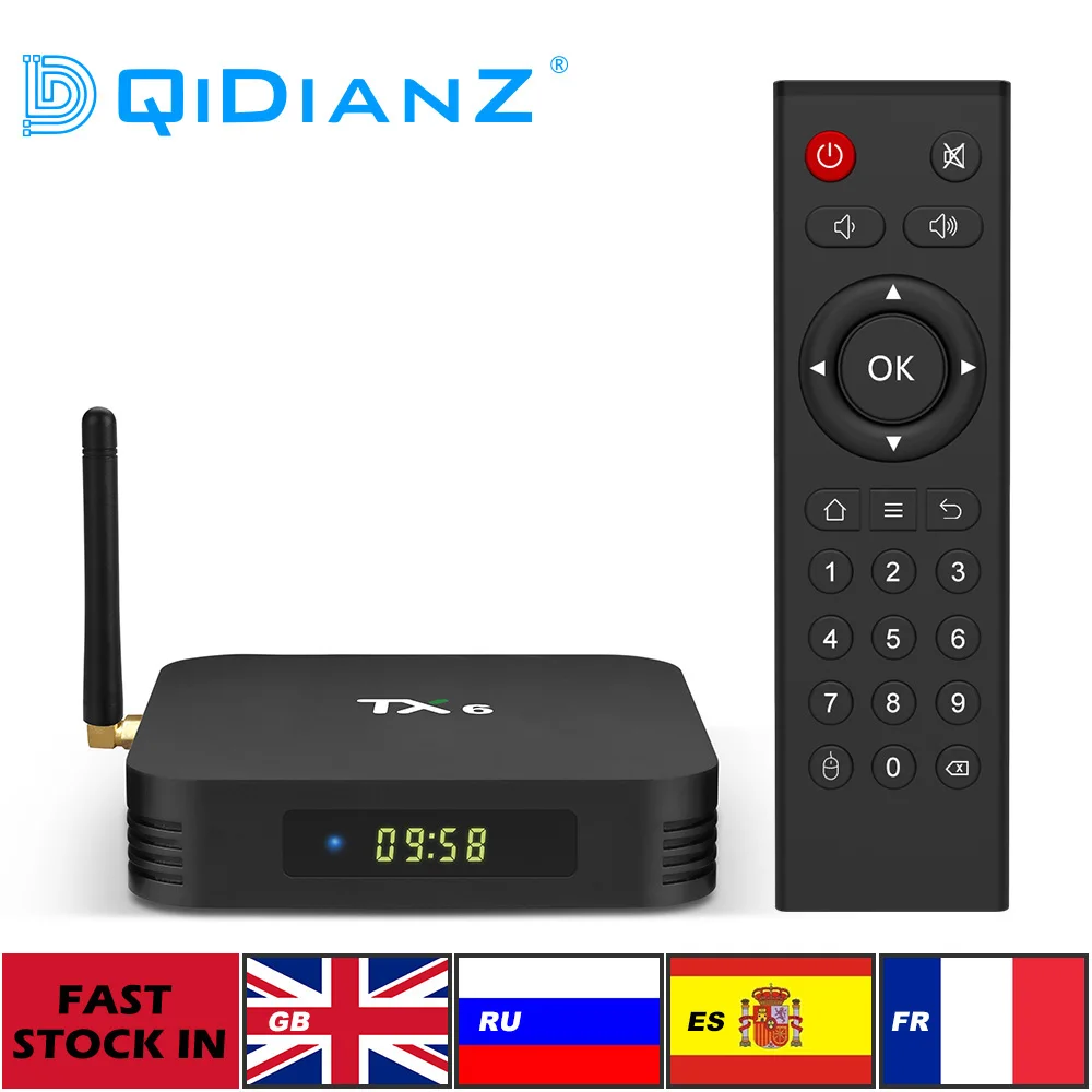 DQiDianZ Tanix TX6 Smart ТВ Box Android 9,0 4 K 4 GB/32 GB BT 4,1 двойной Wi-Fi 2,4G/5 ГГц Youtube H.265 Декодер каналов кабельного телевидения TX6 Media Player