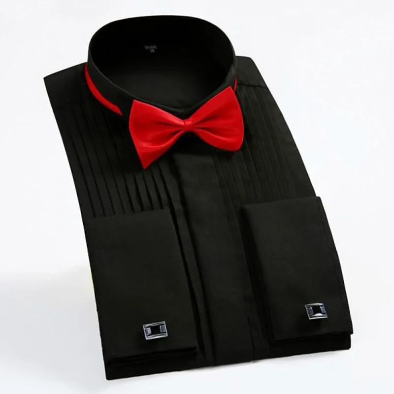 Новая мода Новый 2017 Для мужчин рубашка модного бренда смокинг свадебные рубашки