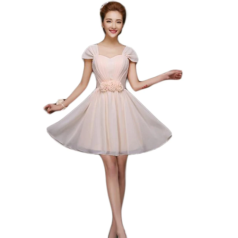 2016 платья подружки невесты цвета шампань шифоновое платье без бретелек для