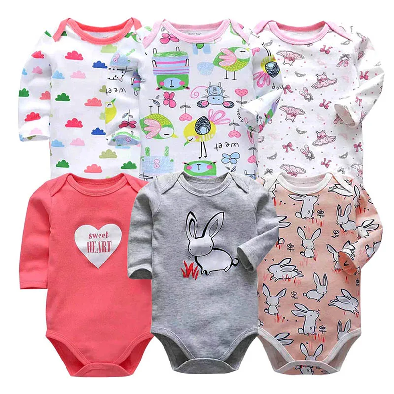 

6 pcs/lot newborn bodysuit baby babies bebes clothes long sleeve cotton printing infant clothing 1pcs 0-24 Months