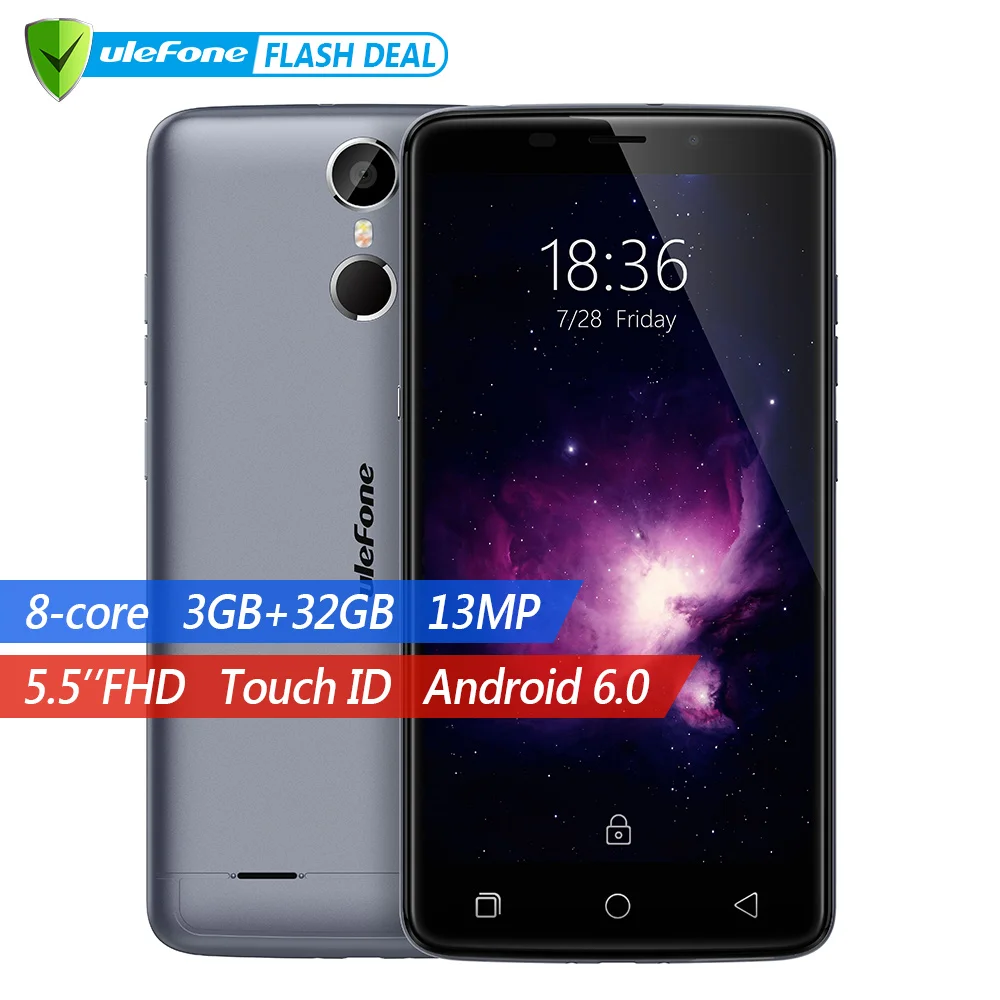 (Only white in stock) Ulefone Vienna Оригинальный Мобильный телефон 5.5 дюймов FHD MTK6753 Octa Core Android 6.0 32