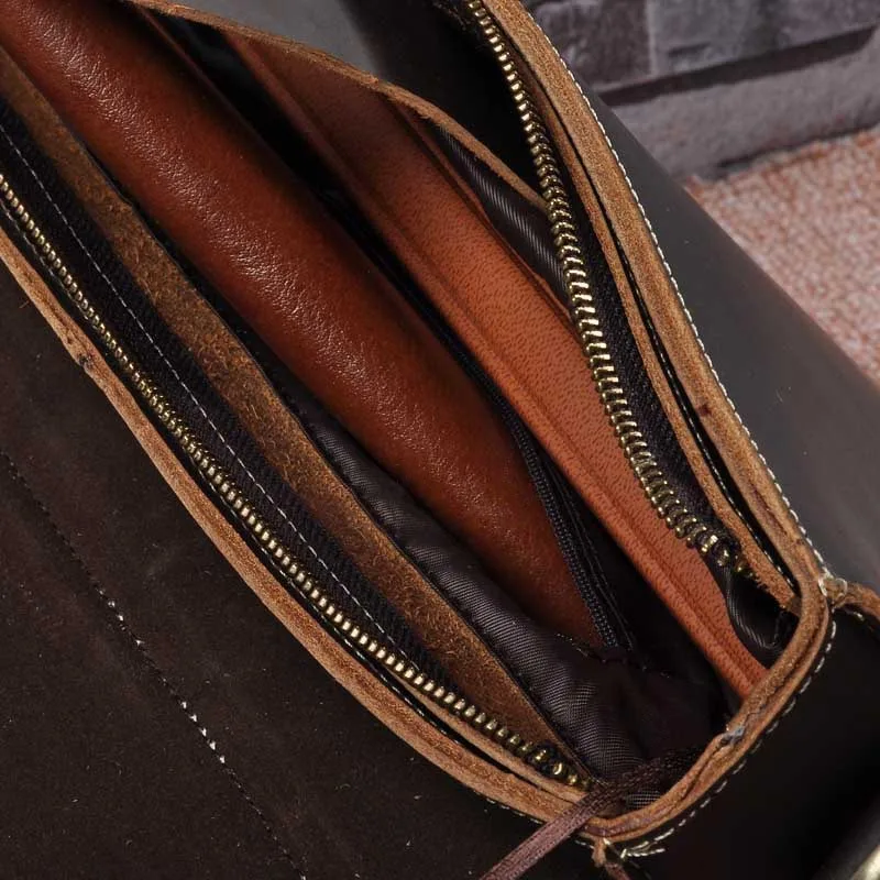 Vintage Men Male Briefcases Genuine Leather Shoulder Crossbody Bag Cow Business Handbag Suitcase Man Laptop Portfolio 1095