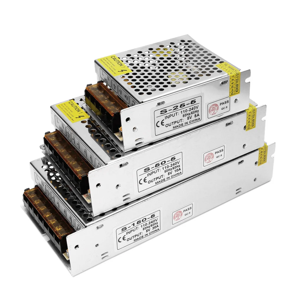 Светодиодный блок питания 5 в а/10 а/20 а/30 а/40 а/60 а трансформатор WS2812B WS2801 SK6812 SK9822 APA102
