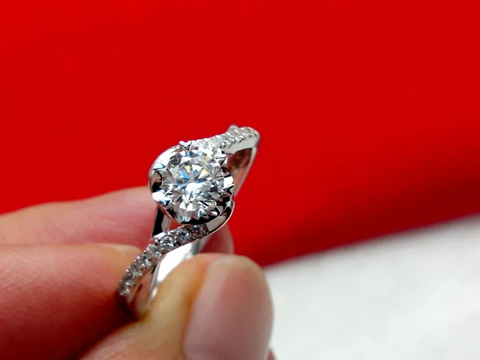 Настоящее 18K Белое Золото хорошее ювелирное изделие настоящее 0.45CT кольцо с