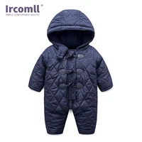 ircomll 2018 0 24m newborn baby boy rompers winter thick warm infant boys clothing long sleeve hooded jumpsuit kids outwear