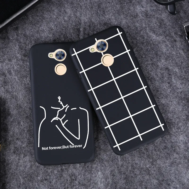 Чехол для huawei Honor 6A, черный матовый Мягкий силиконовый чехол-бампер из ТПУ для huawei Honor Y3 Y5 Y6 II 6X8 LITE 9 10 V10 V8 Nova с мультипликационным принтом