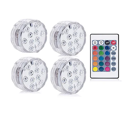 1 controller 4 Lamp 10 Led RGB погружной светильник с дистанционным управлением, на батарейках, подводный Ночной светильник, напольная ваза, чаша, садовые вечерние украшения - Испускаемый цвет: 1 controller 4 Lamp