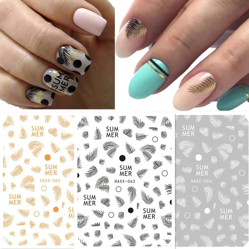 

Newest Haxx series 63 64 65 3d nail sticker decals summer leaf pattern DIY nail decorations tools