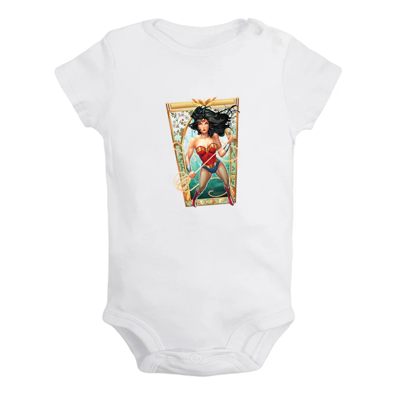 ieBodysuits3024W Чудо-Женщина ободок для волос в стиле Чудо-Женщина Супергерой Диана Принц Одежда для новорожденных девочек и мальчиков комбинезон с короткими рукавами, комбинезоны, комплекты из хлопка - Цвет: ieBodysuits3024W