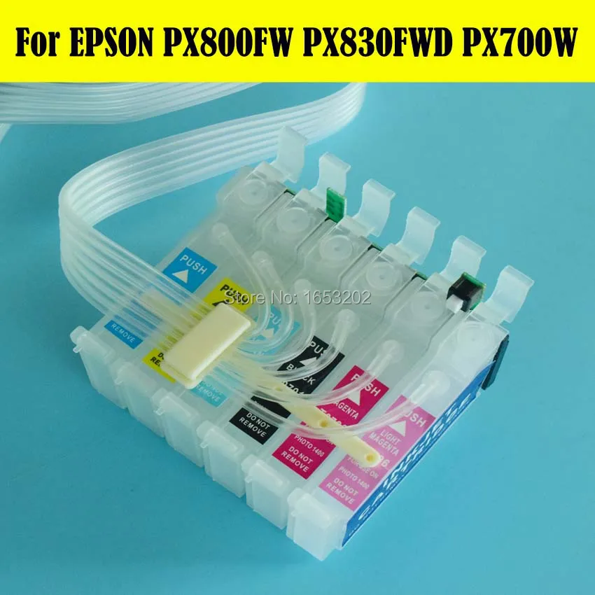 1 комплект СНПЧ система для Epson Stylus PX700 PX800 PX830 принтер с чипом автоматического
