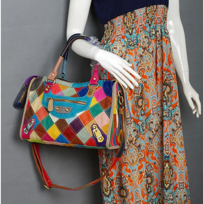 Роскошная Брендовая женская клетчатая цветная сумка мессенджер с заклепками