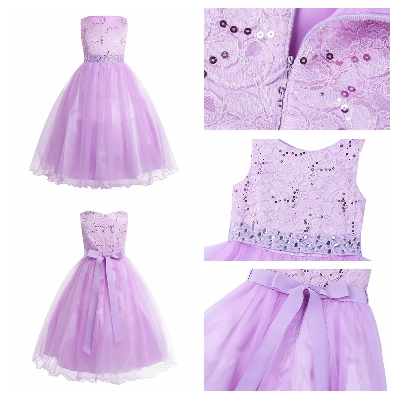 Платье принцессы для девочек-подростков; Vestido; свадебное кружевное бальное платье из сетчатой ткани; От 2 до 14 лет Детское платье-пачка для дня рождения