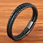 Браслет из натуральной кожи XQNI, размер 192123 см, из нержавеющей стали, с черной пряжкой, 6 цветов, для мужчин, аксессуары, подарок