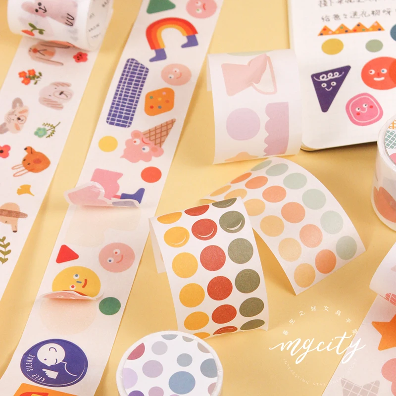 Круглая этикетка пуля журнал набор декоративного скотча Васи Kawaii клейкой ленты