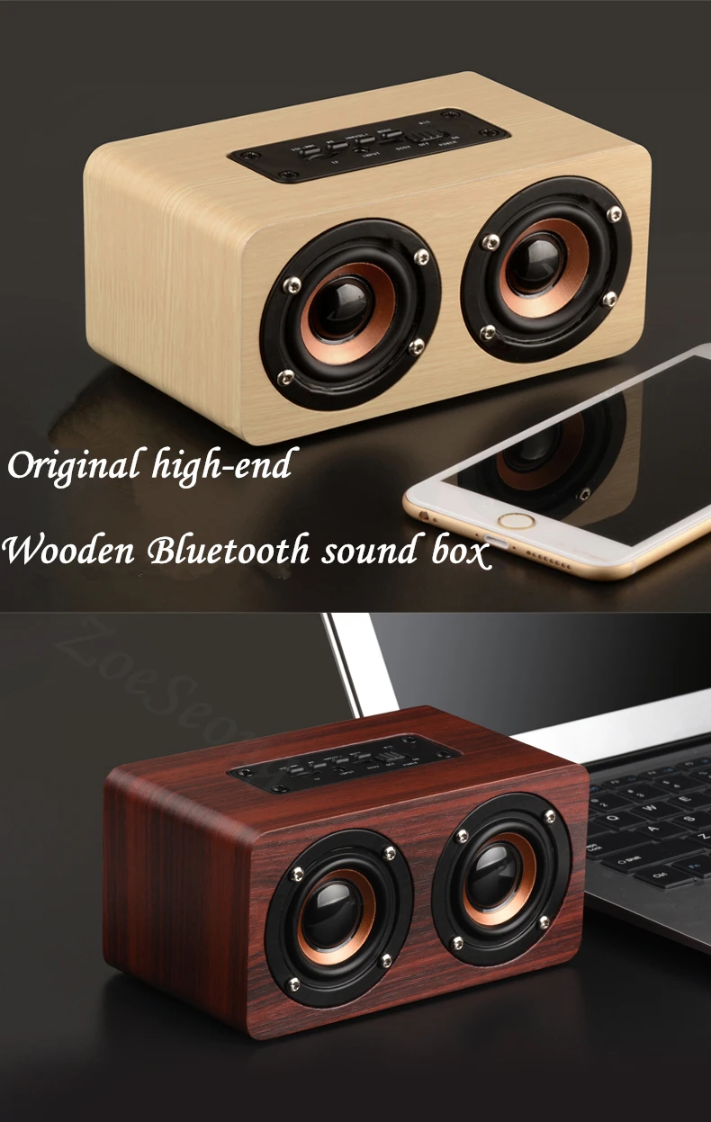 Ретро деревянный беспроводной Bluetooth динамик 10 Вт Портативный hifi шок бас двойной Саундбар с Hands-free TF карта AUX для iPhone