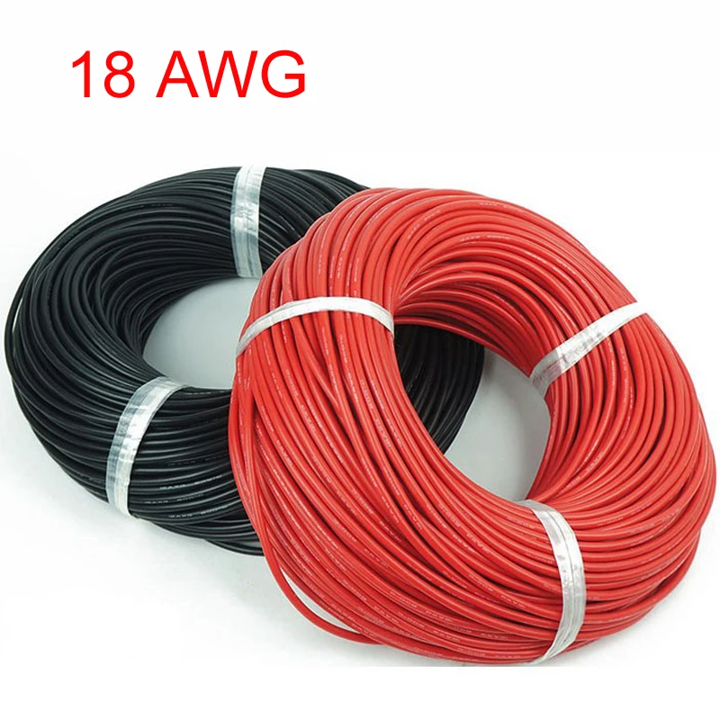 Силиконовый провод 18awg термостойкий из мягкого силикона и силикагеля черный для