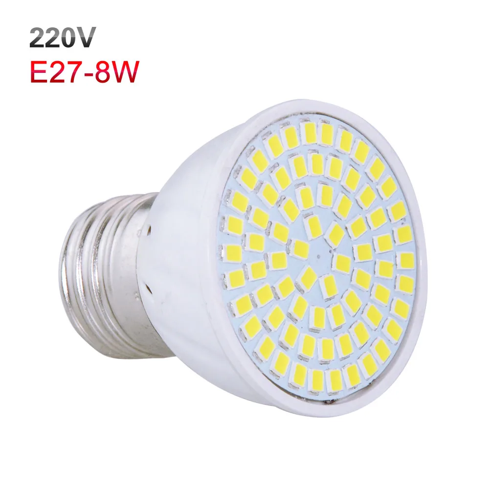 Светодиодная лампа 8 Вт GU10 E27 MR16 GU5.3 220 В 2835 SMD Точечный светильник термостойкий огнестойкий корпус для