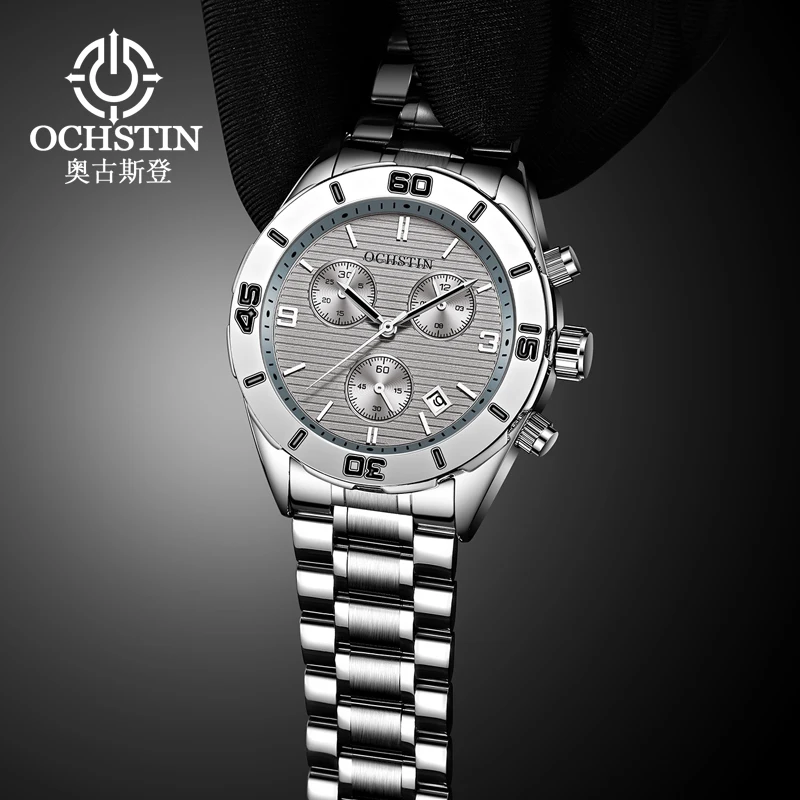 Luxury Sport Quartz Watch For Men Watches Full Stainless Steel Waterproof Military Silver grey Clock erkek kol saati 2019 NEW | Наручные